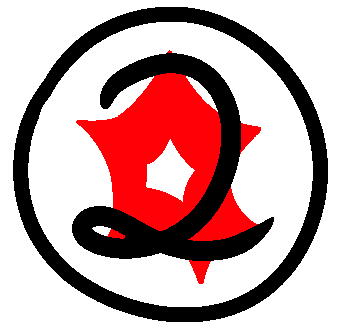 A white circle with a spikey red shape and the number two in the middle.